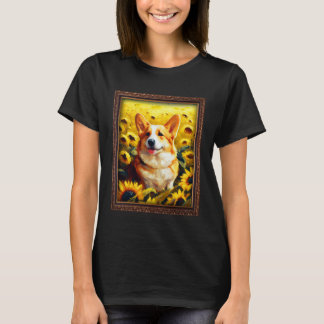 Camiseta Corgi Painting Sunflower Flower Mom Women Floral