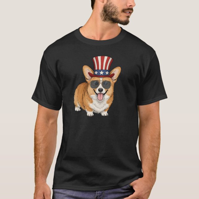 Camiseta Corgi Patriótico em Estilo (Frente)