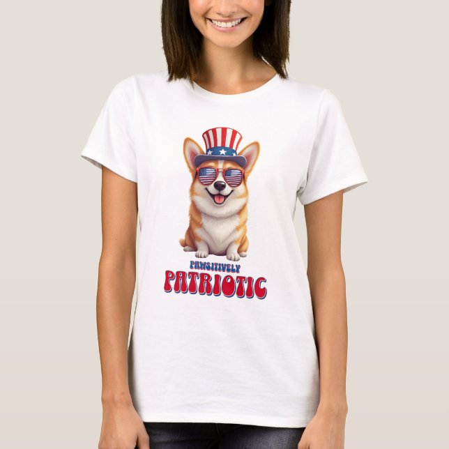 Camiseta Corgi Patriótico - Pawsitivamente Patriótico (Frente)
