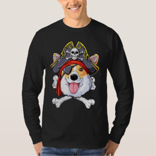 Camiseta Corgi Pirate Costume Jolly Roger Flag Skull Crossb