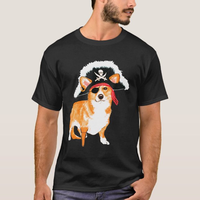 Camiseta Corgi Pirate Halloween Dog Costume T (Frente)