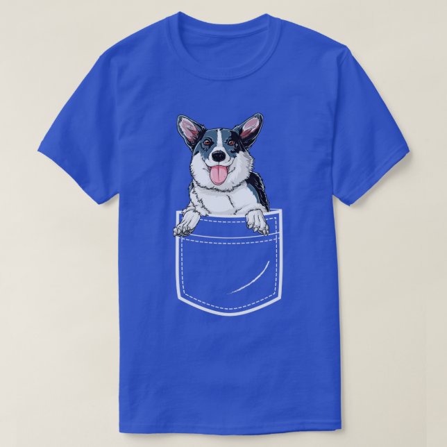 Camiseta Corgi Pocket para Homens Mulheres Meninas Crianças (Frente do Design)