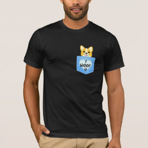 Camiseta Corgi Pocket Woof Love You Dog Puppy Black