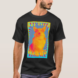 Camiseta Corgi Psicodélico Anos 60 Corgi Mãe Pai Cachorro