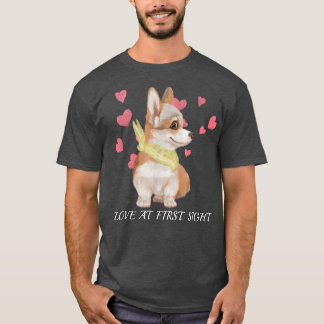 Camiseta Corgi Puppy Love Em 1rua Cura Aquarela Corações De