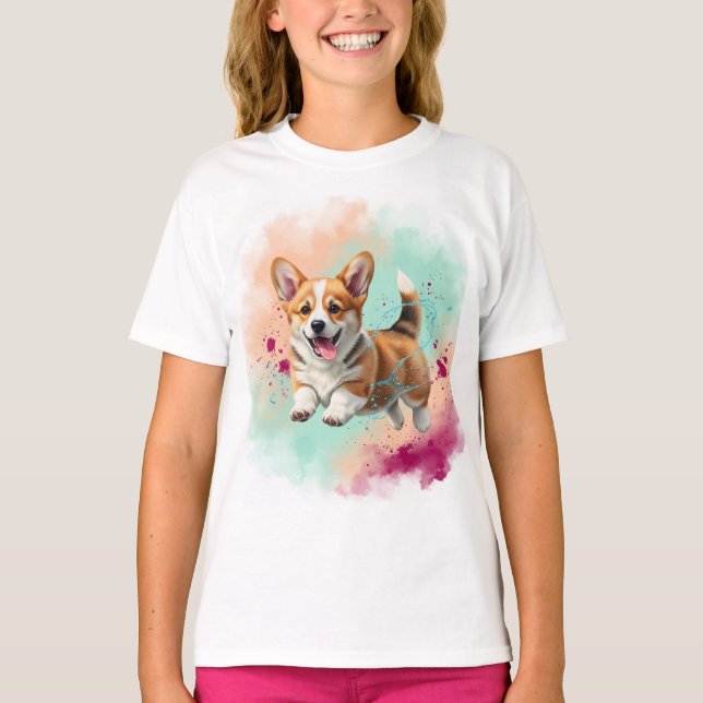 Camiseta Corgi Puppy por Natasha Us (Frente)