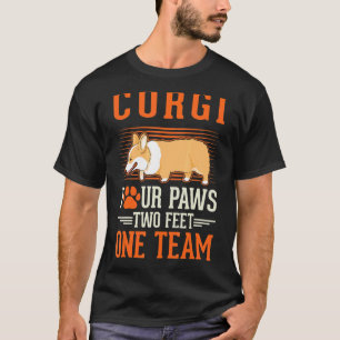 Camiseta Corgi quatro patas dois pés uma equipe Corgi