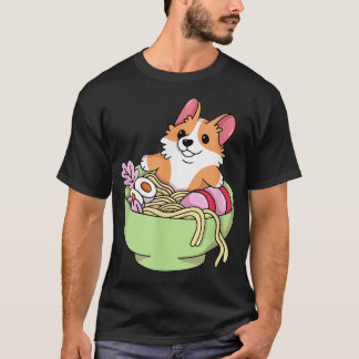 Camiseta Corgi Ramen Cute Japan Dog, Cute Corgi Engraçado