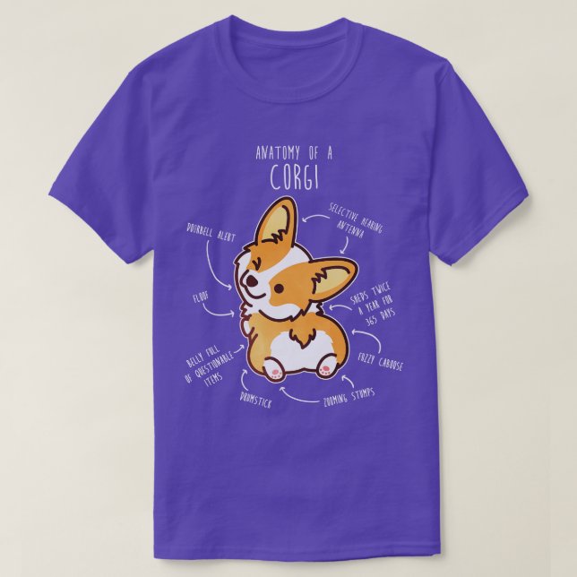 Camiseta Corgi Red Dog Anatomy (Frente do Design)