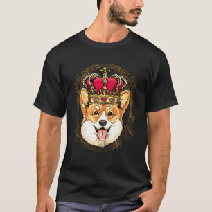 Camiseta Corgi Rei Vestindo Coroa Rainha Corgi Cachorro