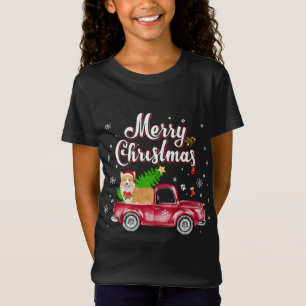 Camiseta Corgi Retriever Rides Red Truck Natal Pajama