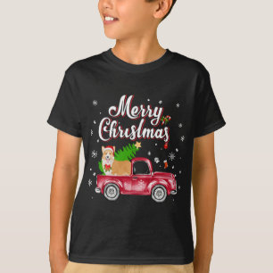 Camiseta Corgi Retriever Rides Red Truck Natal Pajama