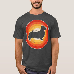 Camiseta Corgi Retro Vintage Sunset 60s 70s para Homens Mul