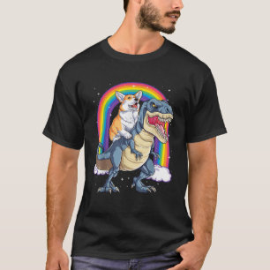 Camiseta Corgi Riding Dinosaur T rex