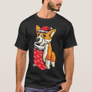 Camiseta Corgi Santa Hat Natal Pajama Cachorro Cachorro Cac