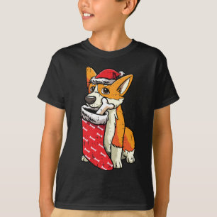Camiseta Corgi Santa Hat Natal Pajama Cachorro Cachorro Cac