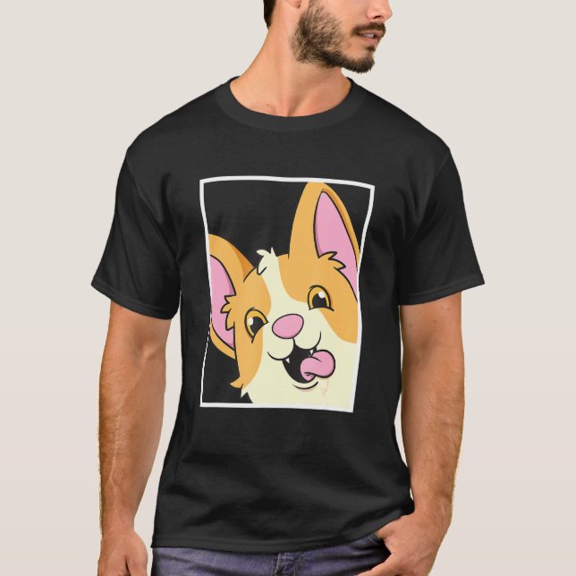 Camiseta Corgi Selfie Animal Autoretrato Cão (Frente)