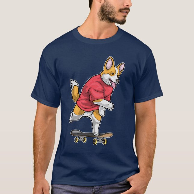 Camiseta Corgi Skater Skateboard (Frente)