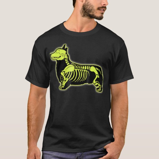Camiseta Corgi Skeleton Halloween Men Skeleton (Frente)