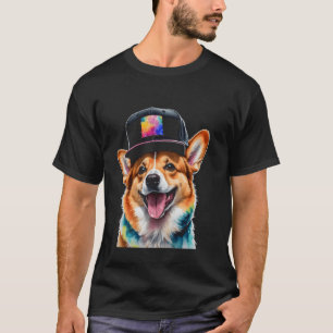 Camiseta Corgi Snapback Cap Cachorro Arte Engraçada de Anim