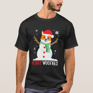 Camiseta Corgi Snowman Engraçado Cachorro Bonito Mãe Natal