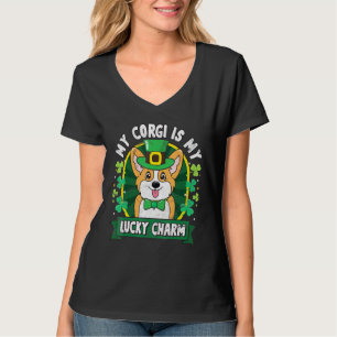 Camiseta Corgi St Patricks Lucky Charm Pai Mãe