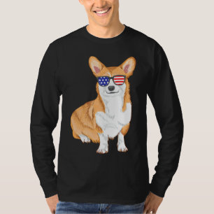 Camiseta Corgi Sunglass American Flag og