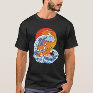 Camiseta Corgi Surfista Praticando Surf Prancha de Surf Cor