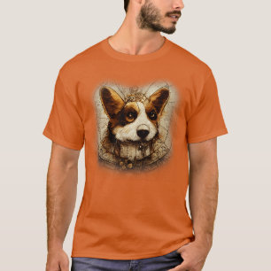 Camiseta Corgi Surreal Steampunk Trabalho de arte Dog Lover