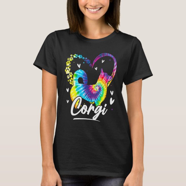 Camiseta Corgi Tie Dye Cachorro Arco-íris (Frente)