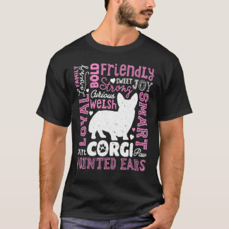 Camiseta Corgi Typography Word Art Dog Tee