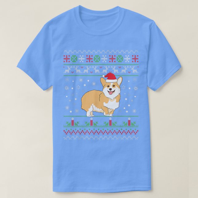 Camiseta Corgi Ugly Christmas Pajama Tree Lights Xmas Corgm (Frente do Design)