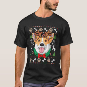 Camiseta Corgi Ugly Reindeer Antlers Xmas Raparigas Cachorr
