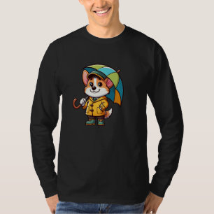 Camiseta Corgi Umbrella Dog Engraçado Raincoat