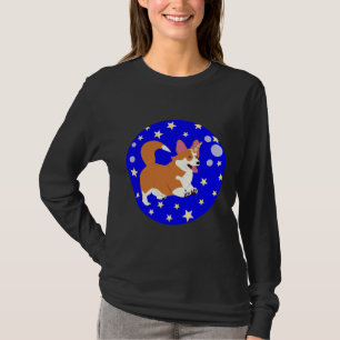 Camiseta Corgi Unicorn Bolhas E Estrelas Ativas