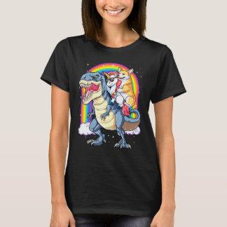 Camiseta Corgi Unicorn Dinosaur T Rex Kids Girls Rainbow