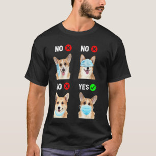 Camiseta Corgi Usa Máscara Facial Certo Distanciamento Soci