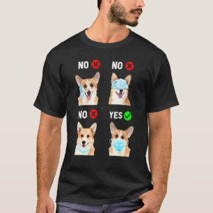 Camiseta Corgi Usa Máscara Facial Distância Social Correta