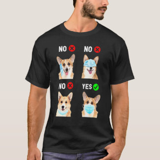 Camiseta Corgi Usa Máscara Facial Distância Social Correta