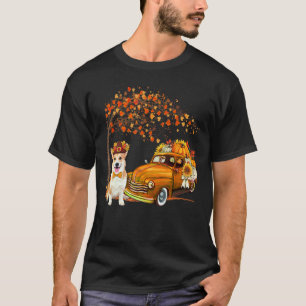 Camiseta Corgi Usando Chapéu de Outono Caminhonete Transpor