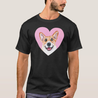 Camiseta Corgi Valentines Day Pink Heart Cute Corgi Dog