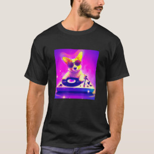 Camiseta Corgi Vaporwave DJ Dog Aestic Boys Men W