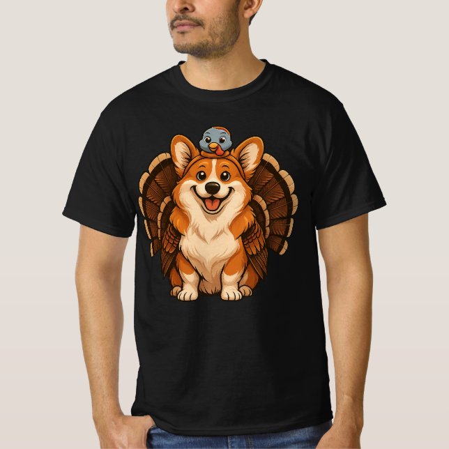 Camiseta Corgi Wearing Turkey Fall Autumn Thanksgiving  (Frente)