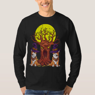 Camiseta Corgi Witch Hat Halloween Costume Dog Homens Vo
