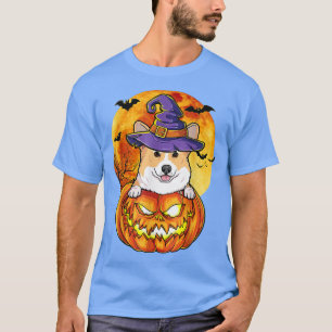 Camiseta Corgi Witch Pumpkin Halloween Dog Engraçado -650