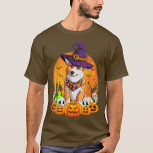 Camiseta Corgi Witch Pumpkin Halloween Dog Engraçado-651