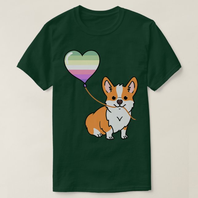 Camiseta Corgi With Genderfae Balloon-658 (Frente do Design)