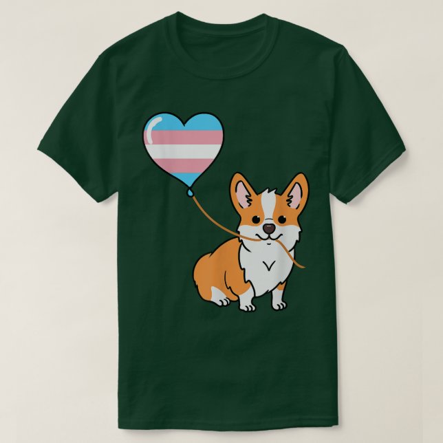 Camiseta Corgi With Trans Pride Balloon  (Frente do Design)
