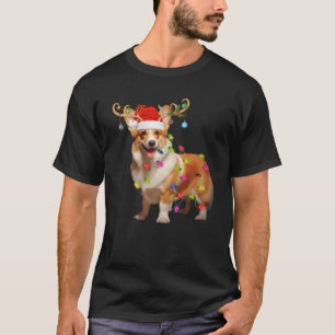 Camiseta Corgi Xmas Lights Reindeer Papais noeis Corgi Dog 