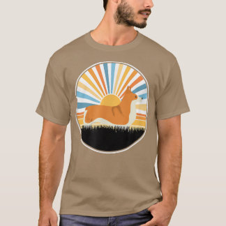 Camiseta Corgidog Mãe Pai De Cachorro Retro Pet Sunset -667